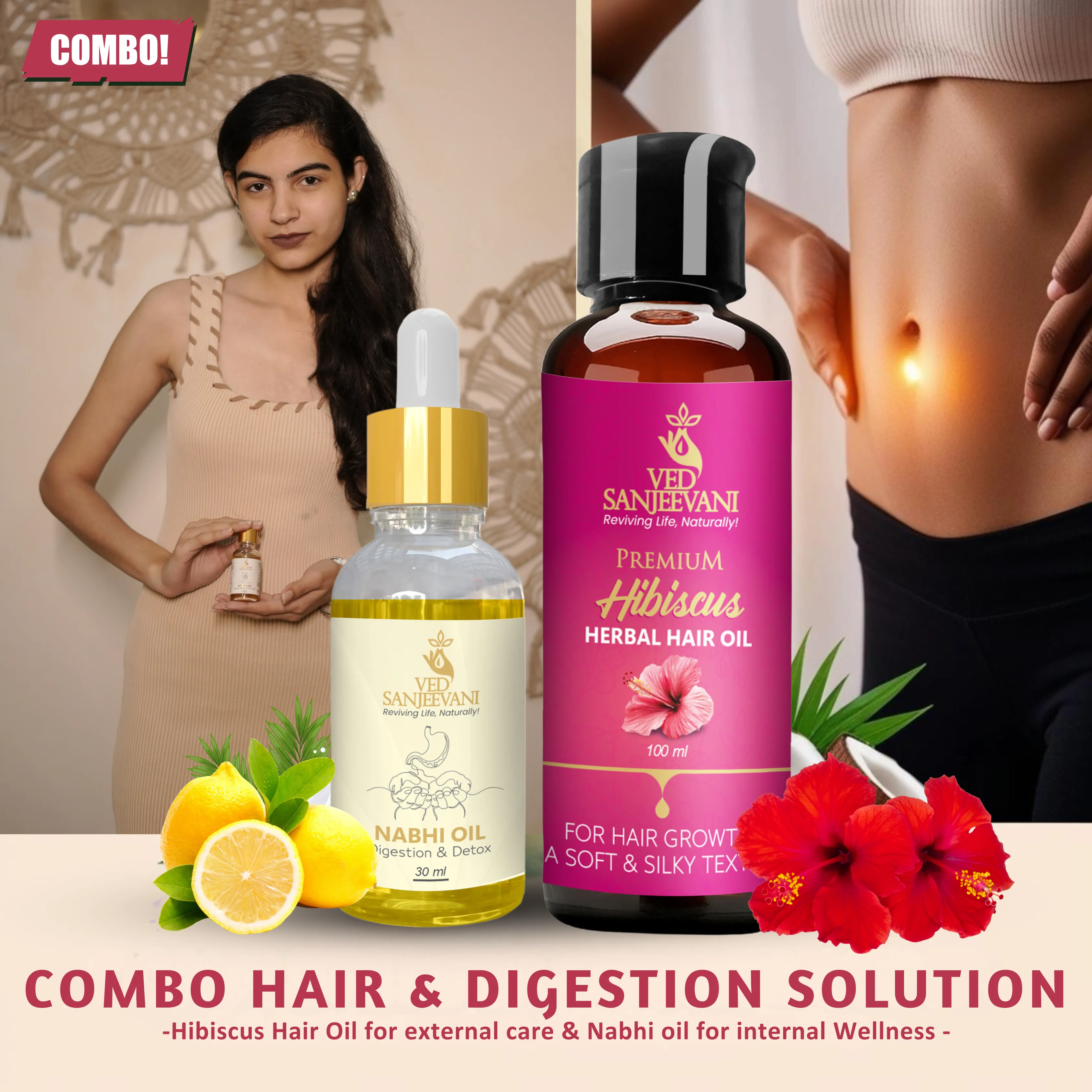 COMBO(Hibiscus Hair Oil + Digestion & Detox Nabhi Oil) - Image 6