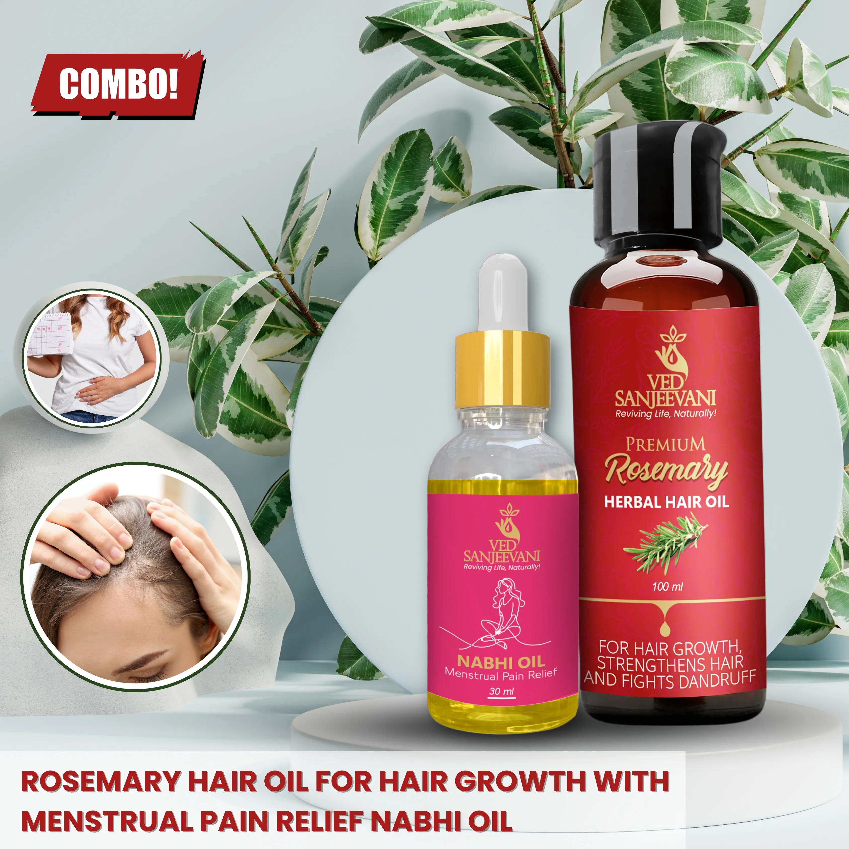 COMBO – Rosemary Hair Oil + Menstrual Pain Relief Nabhi Oil - Image 5